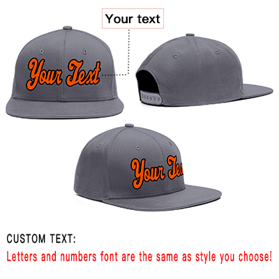 Custom Dark Gray Orange Casual Sport Baseball Cap