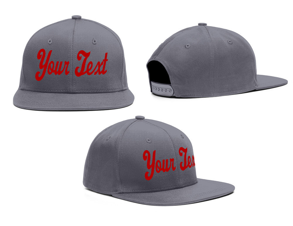 Custom Dark Gray Red Casual Sport Baseball Cap