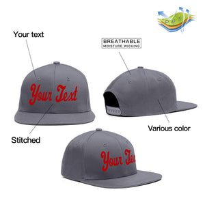 Custom Dark Gray Red Casual Sport Baseball Cap