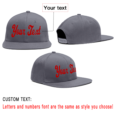 Custom Dark Gray Red Casual Sport Baseball Cap