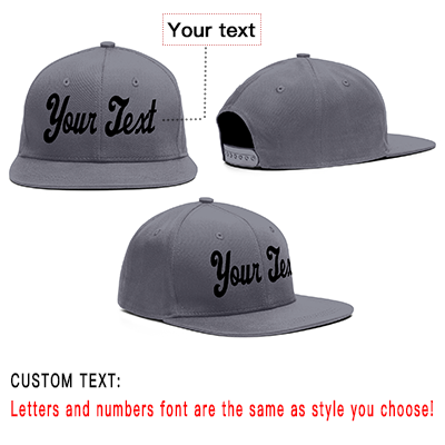 Custom Dark Gray Black Casual Sport Baseball Cap