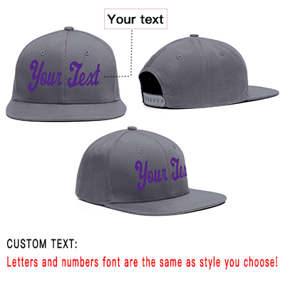 Custom Dark Gray Purple Casual Sport Baseball Cap