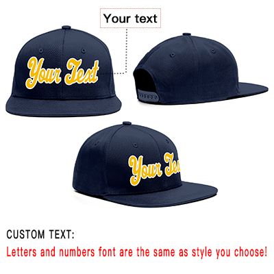 Custom Navy White-Yellow Casual Sport Baseball Cap