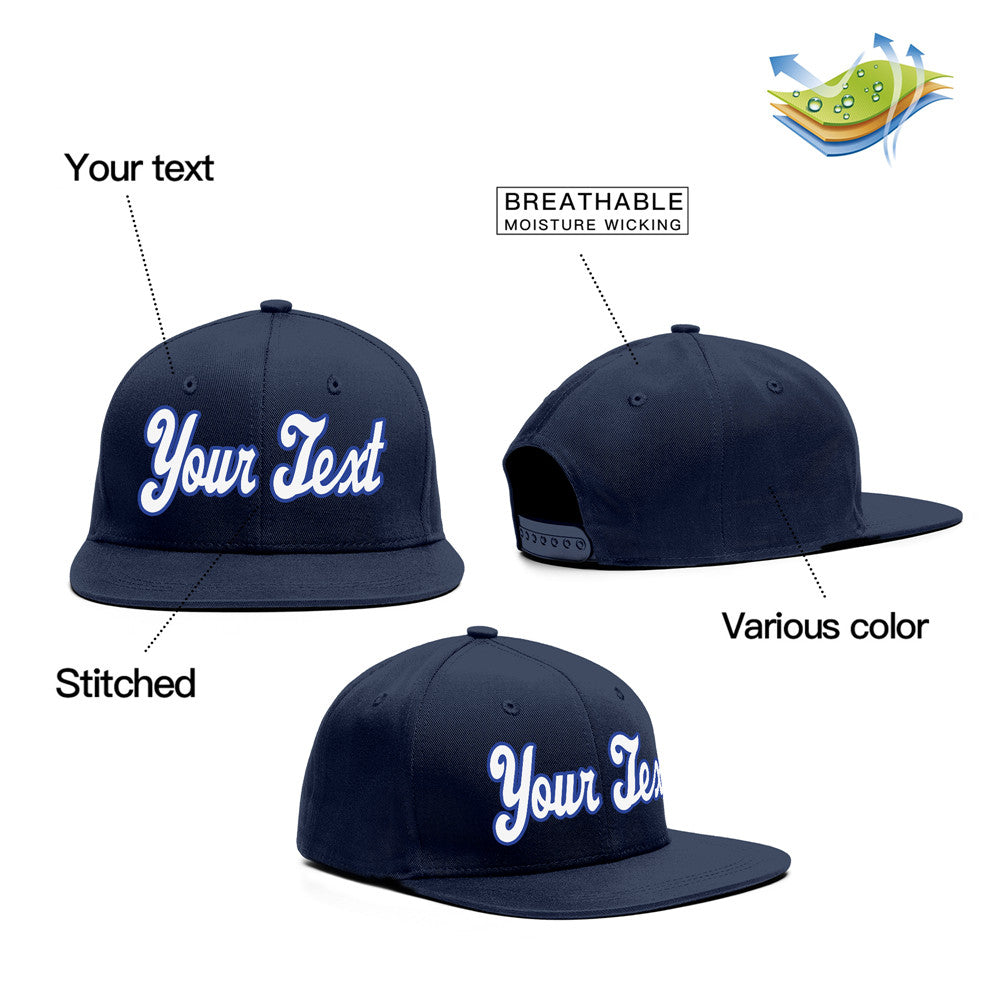 Custom Navy White-Royal Casual Sport Baseball Cap