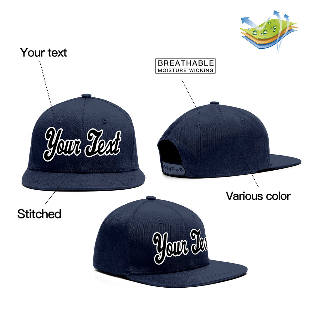 Custom Navy Black-White Casual Sport Baseball Cap