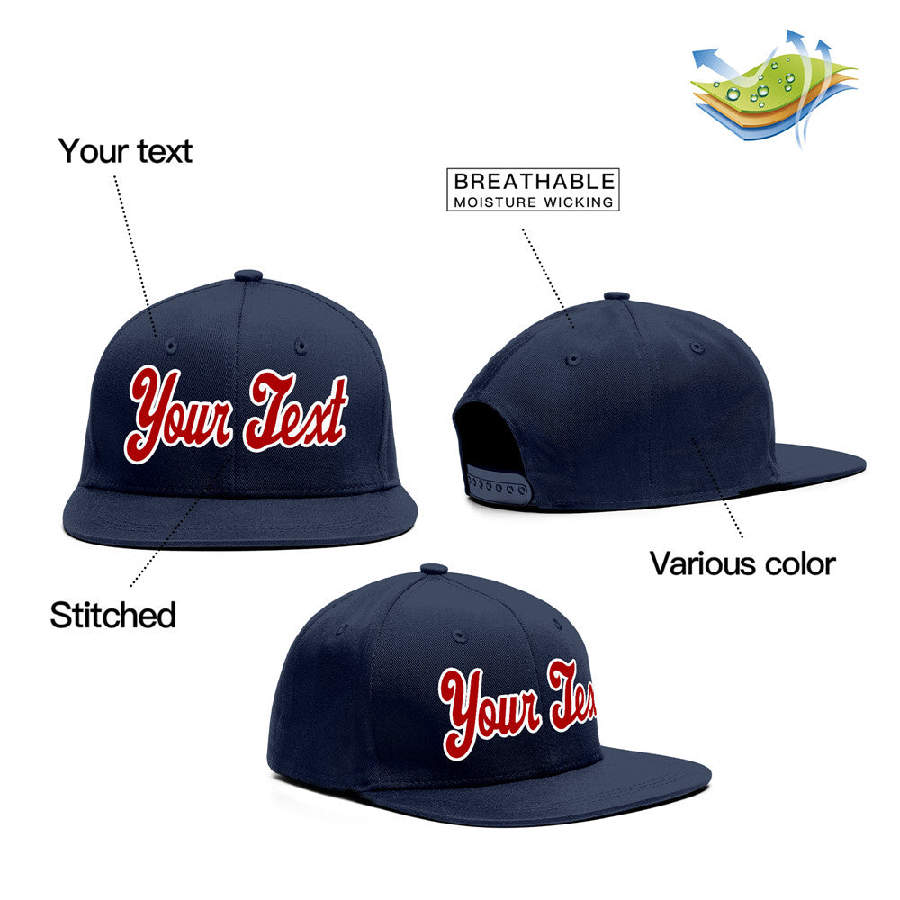 Custom Navy Red-White Casual Sport Baseball Cap