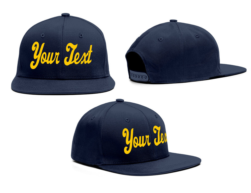 Custom Navy Yellow Casual Sport Baseball Cap