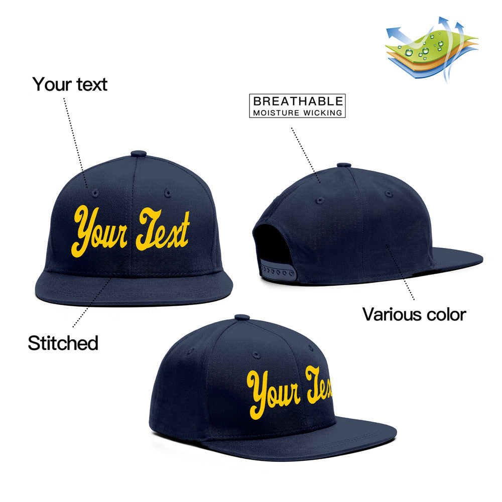 Custom Navy Yellow Casual Sport Baseball Cap