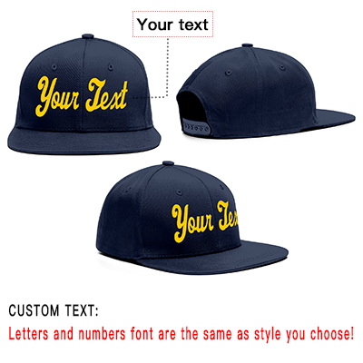 Custom Navy Yellow Casual Sport Baseball Cap