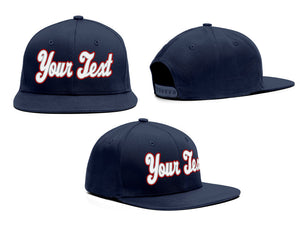 Custom Navy Red-White Casual Sport Baseball Cap