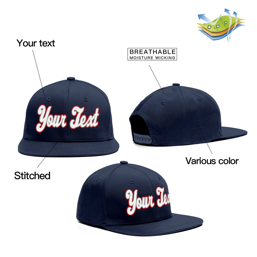 Custom Navy Red-White Casual Sport Baseball Cap