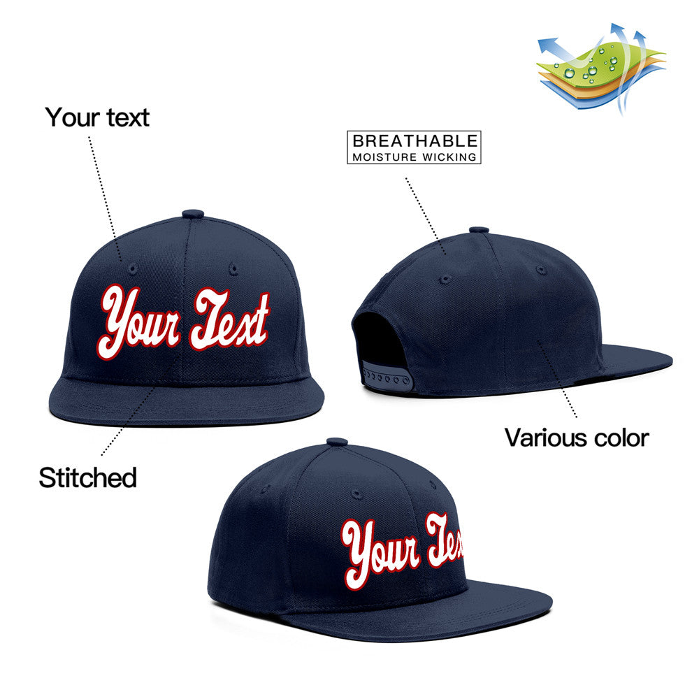 Custom Navy White-Red Casual Sport Baseball Cap