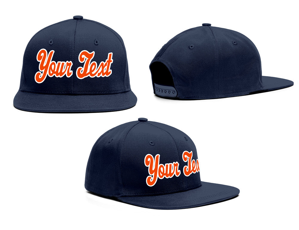 Custom Navy White-Orange Casual Sport Baseball Cap