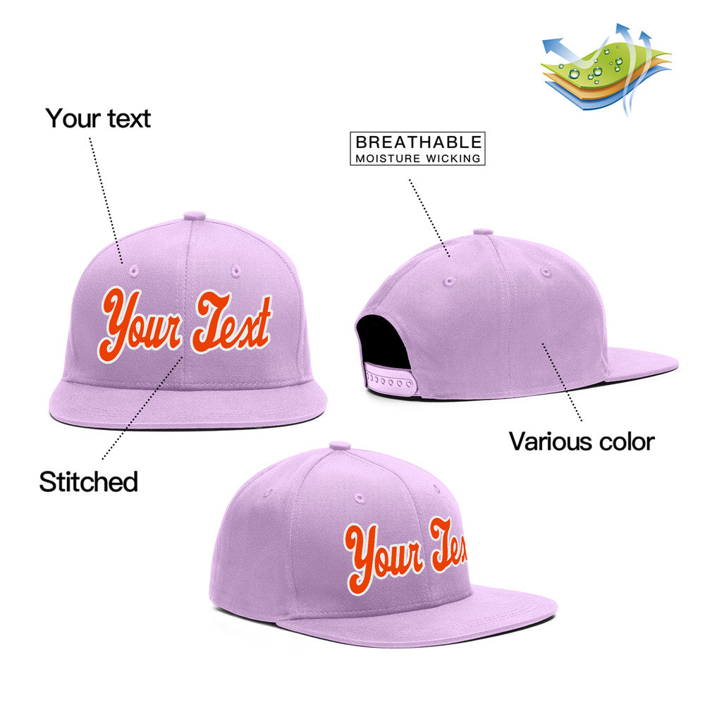 Custom Purple White-Orange Casual Sport Baseball Cap