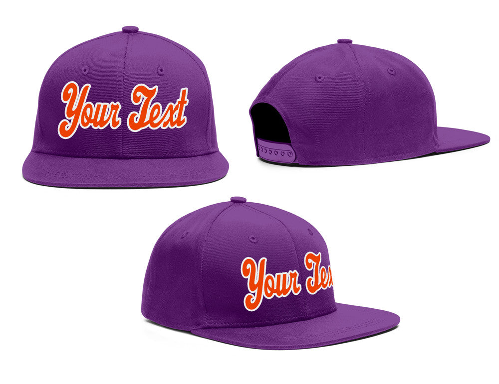 Custom Purple Orange-White Casual Sport Baseball Cap