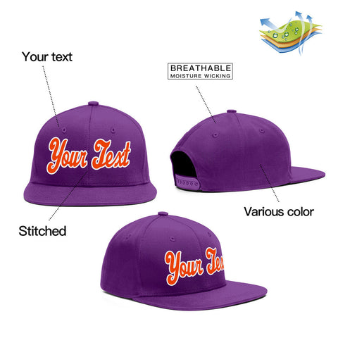 Custom Purple Orange-White Casual Sport Baseball Cap