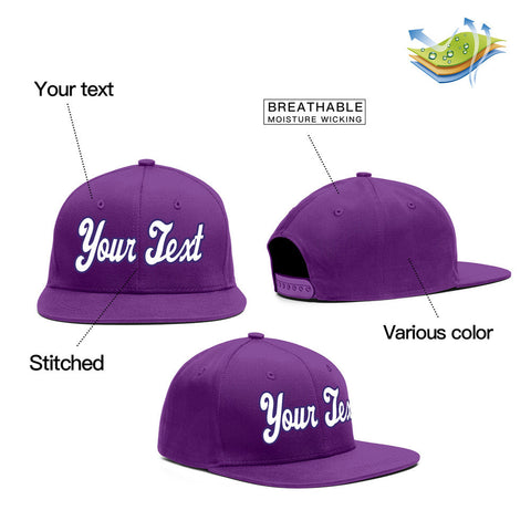 Custom Purple White-Purple Casual Sport Baseball Cap