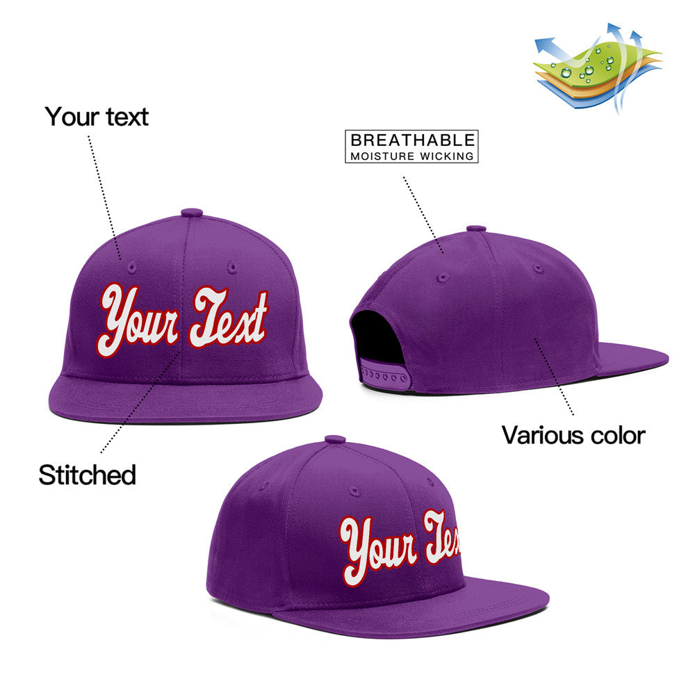 Custom Purple White-Red Casual Sport Baseball Cap