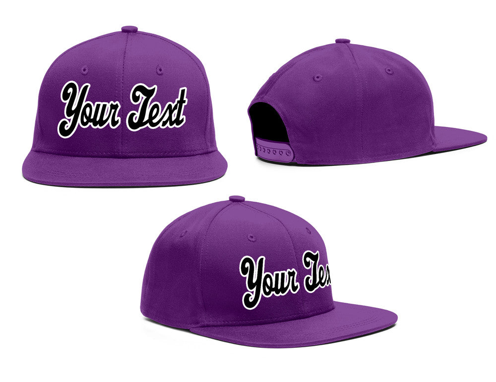 Custom Purple Black-White Casual Sport Baseball Cap