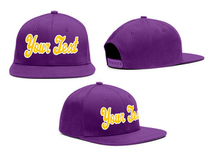 Custom Purple White-Yellow Casual Sport Baseball Cap