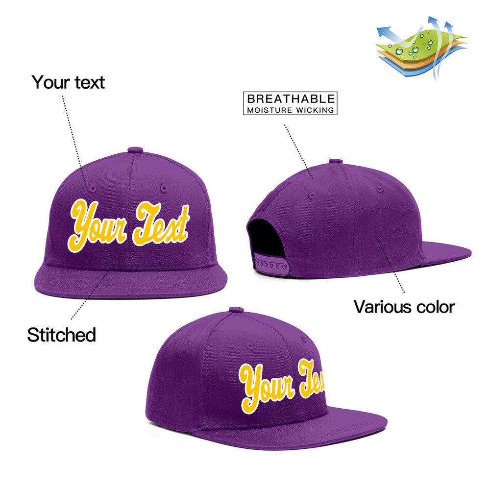 Casquette de baseball sport décontractée violet blanc-jaune personnalisée