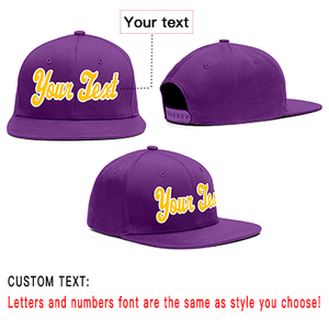 Custom Purple White-Yellow Casual Sport Baseball Cap