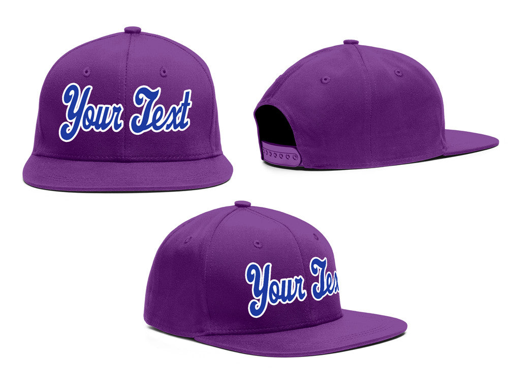 Casquette de baseball sport décontractée violet royal-blanc personnalisée