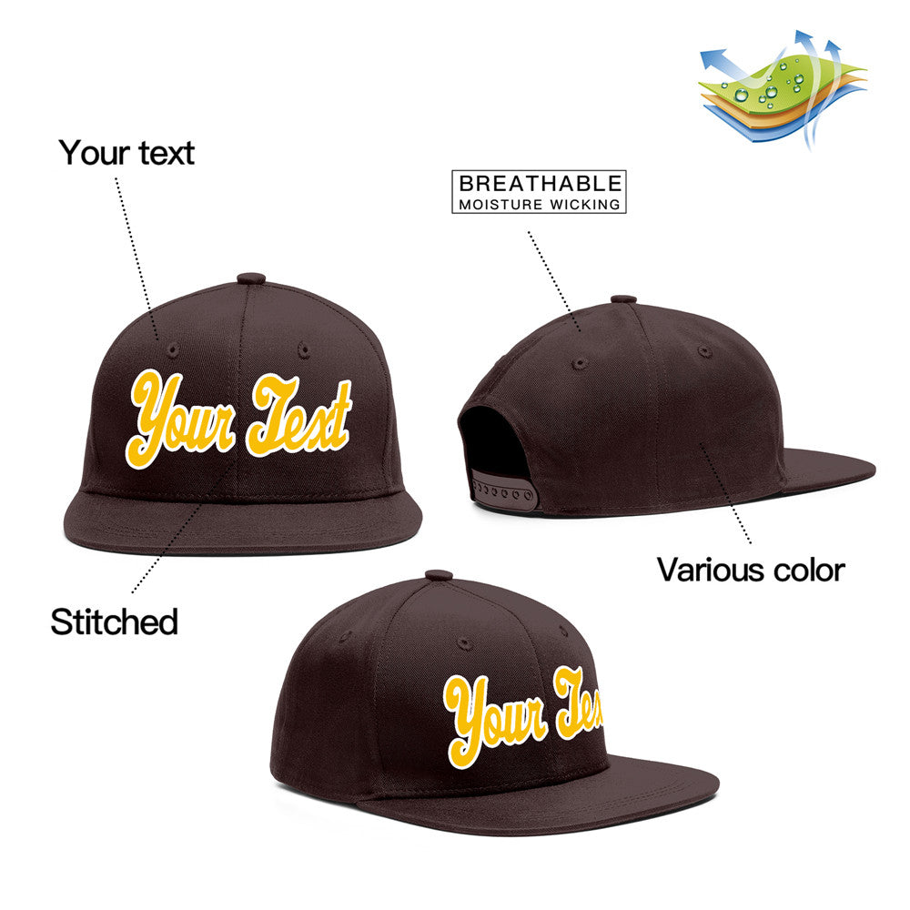 Casquette de baseball sport décontractée marron blanc-jaune personnalisée