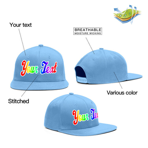 Custom Light Blue Gradient Casual Sport Baseball Cap