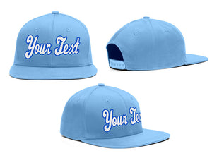 Custom Light Blue White-Blue Casual Sport Baseball Cap