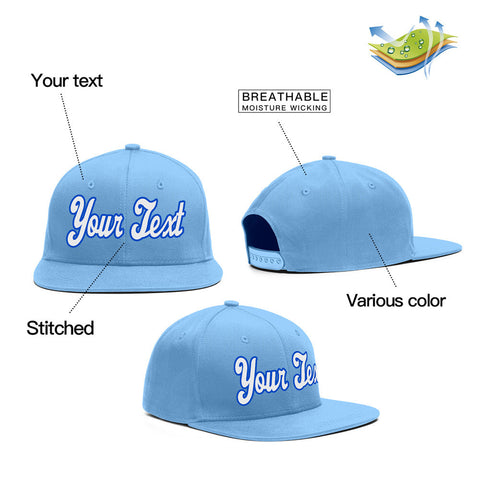 Custom Light Blue White-Blue Casual Sport Baseball Cap