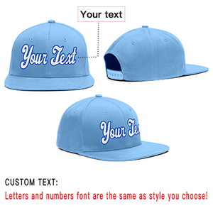 Custom Light Blue White-Blue Casual Sport Baseball Cap