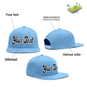 Custom Light Blue Black-White Casual Sport Baseball Cap