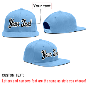 Custom Light Blue Black-White Casual Sport Baseball Cap