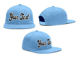 Custom Light Blue Black-White Casual Sport Baseball Cap