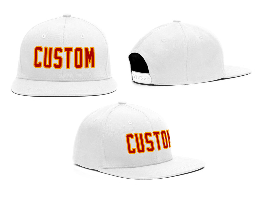 Custom White Red-Yellow Casual Sport Baseball Cap