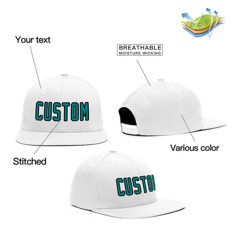 Custom White Aqua Casual Sport Baseball Cap