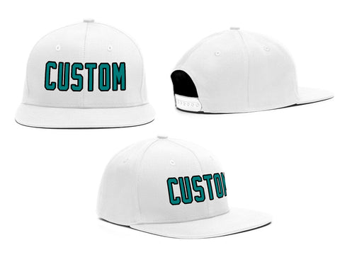 Custom White Aqua Casual Sport Baseball Cap