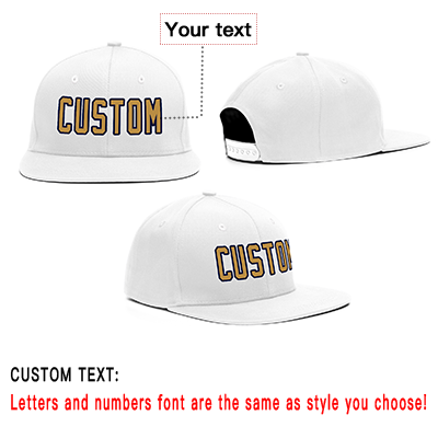 Custom White Gold Casual Sport Baseball Cap