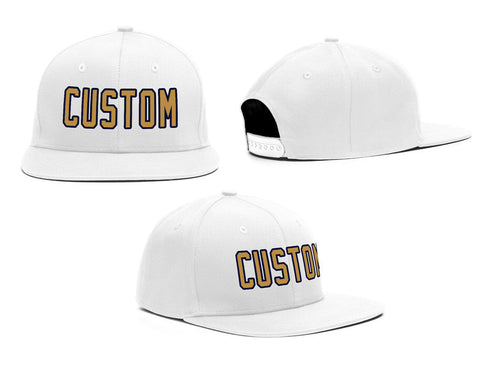 Custom White Gold Casual Sport Baseball Cap