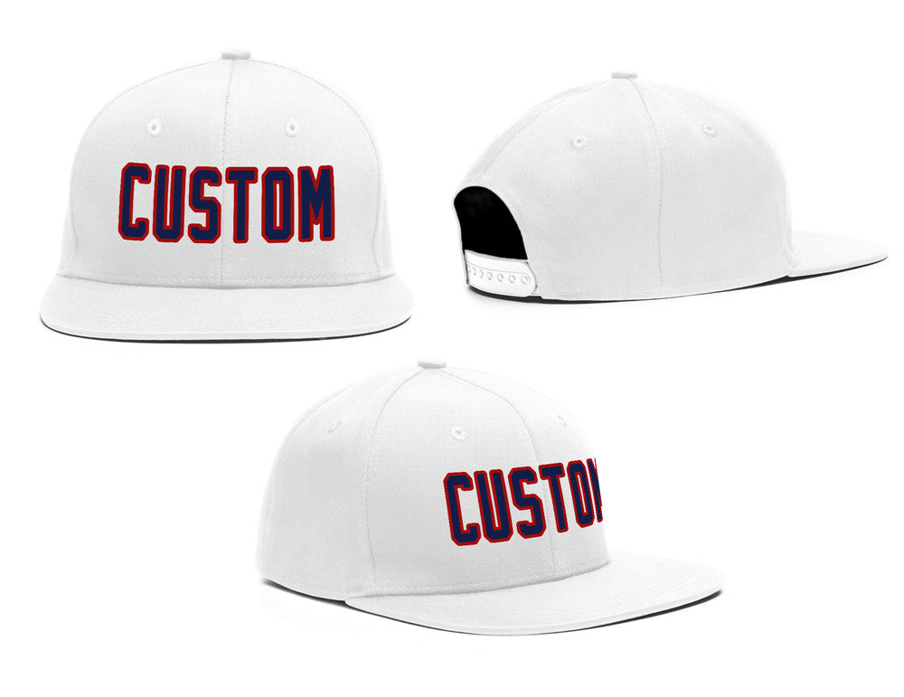 Custom White Red-Navy Casual Sport Baseball Cap