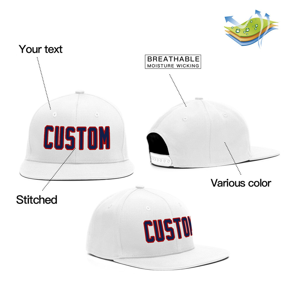 Custom White Red-Navy Casual Sport Baseball Cap