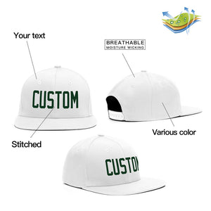 Custom White Green Casual Sport Baseball Cap