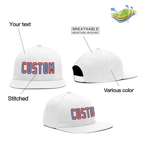 Custom White Lt Blue-Red Casual Sport Baseball Cap