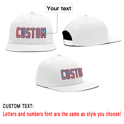 Custom White Lt Blue-Red Casual Sport Baseball Cap