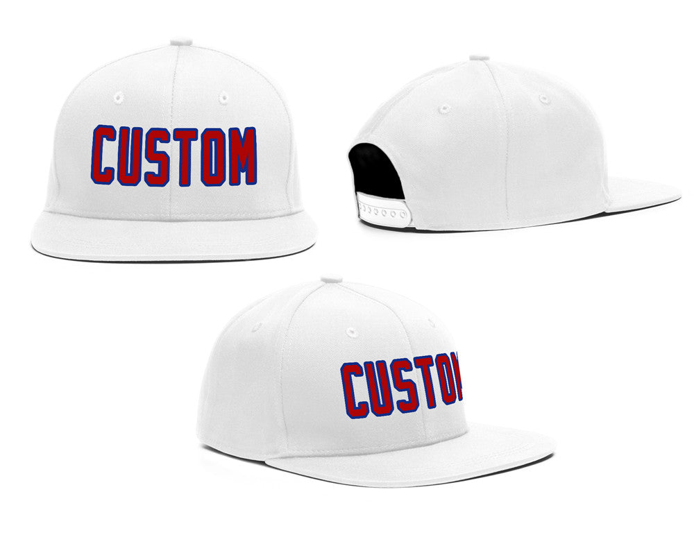 Custom White Red-Blue Casual Sport Baseball Cap