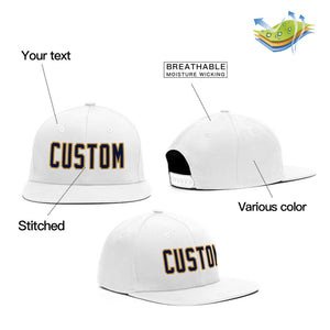 Custom White Black-Yellow Casual Sport Baseball Cap