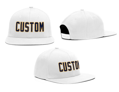 Custom White Black-Yellow Casual Sport Baseball Cap