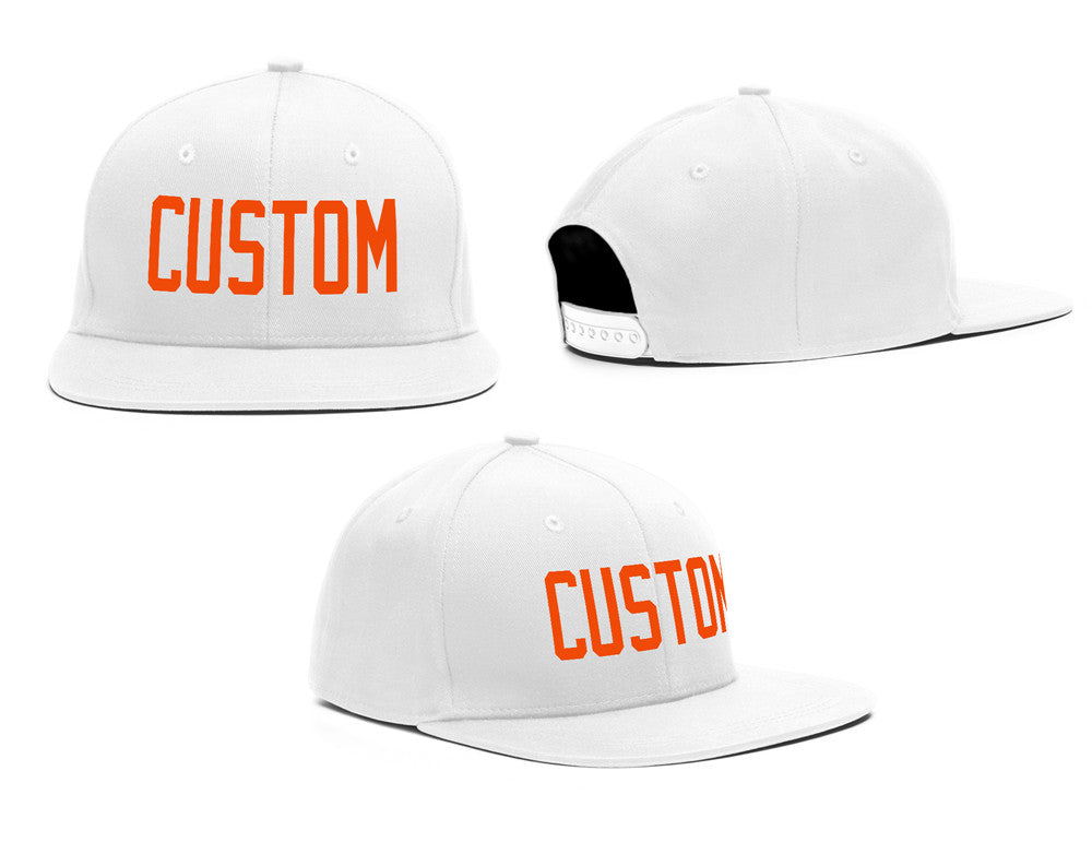 Custom White Orange Casual Sport Baseball Cap