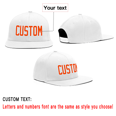 Custom White Orange Casual Sport Baseball Cap